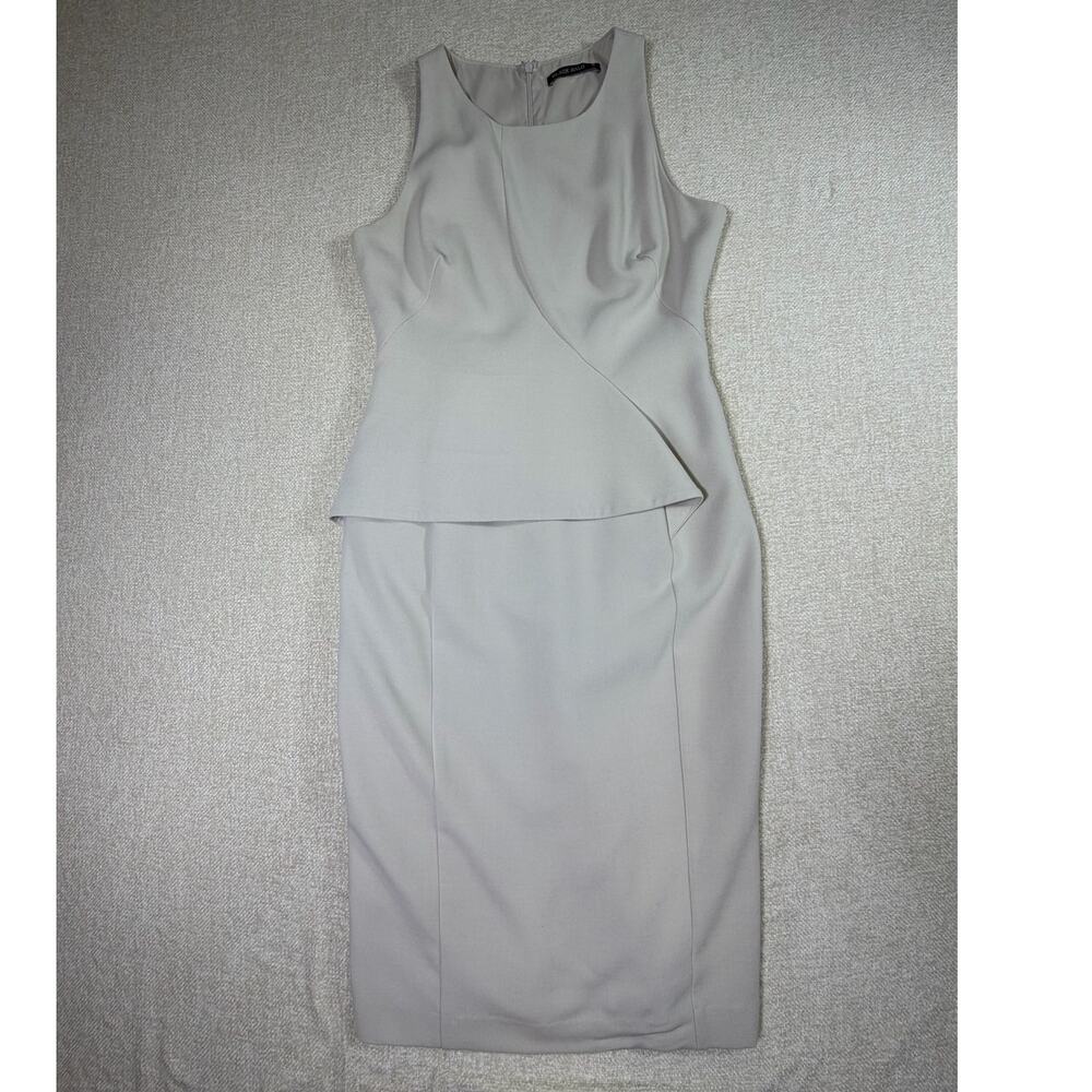 Black Halo Womens 8 Cream Sleeveless Zip Back Elegant Sheath Dress Style 3599596